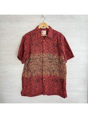 Vintage ME Sport Abstract Tribal Hawaiian Camp Shirt Cotton Men’s L USA